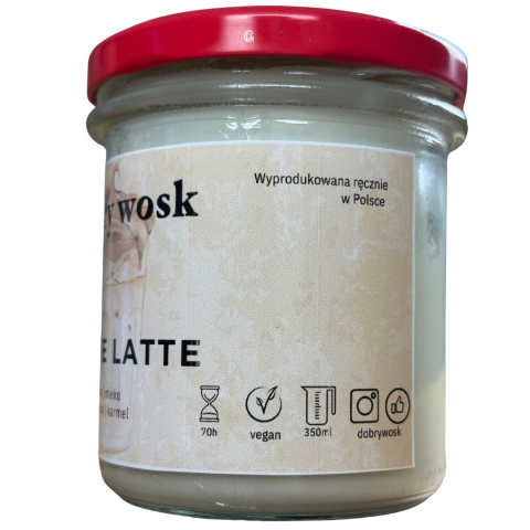 Naturalna świeca Dobry Wosk Coffee Latte – opis składu i wskazówki użytkowania na tylnej etykiecie. Naturalna świeca Dobry Wosk Coffee Latte – opis składu i wskazówki użytkowania na tylnej etykiecie.