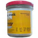 Naturalna świeca Dobry Wosk Whiskey – informacje o składzie i specyfikacji produktu na etykiecie tylnej