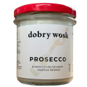 Świeca Dobry Wosk Prosecco – elegancki słoik z białym woskiem o świeżym zapachu prosecco i cytrusów.